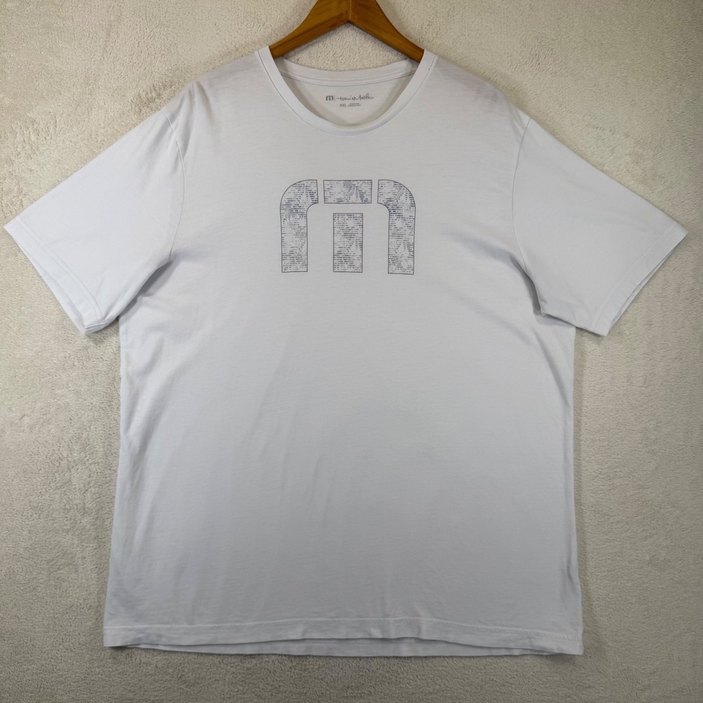 TravisMathew‎ Mens XXL White Pima Cotton Logo Graphic Short Sleeve T-Shirt